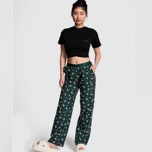 NWT - Victoria’s Secret PINK Green Plaid Dog Pj Pajama Pants XL
